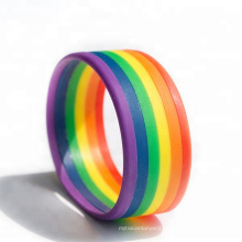 Rainbow Layer Silicone Wristbands/6 colors rainbaw bracelets/rainbow bangles for Couples